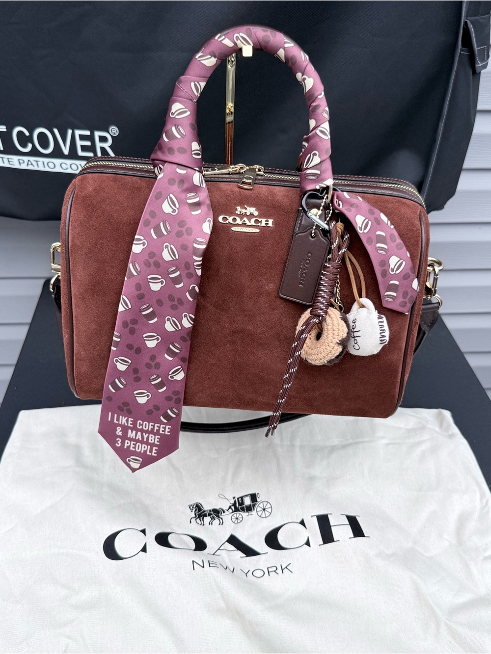Coach Brown Suede Large Rowan
